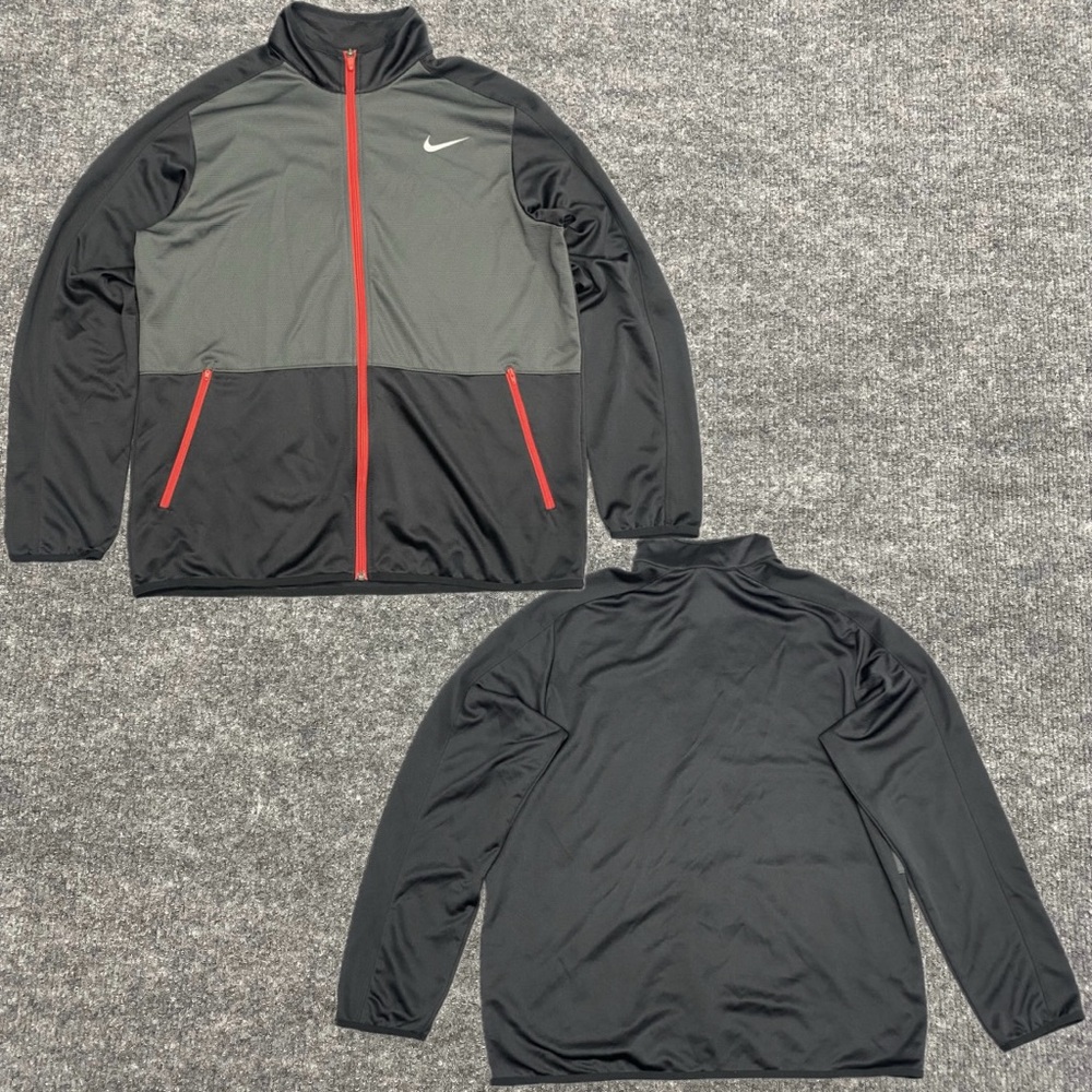 Nike Rivalry Jacket Red Grey Black Full Zip Lightweight Size Large